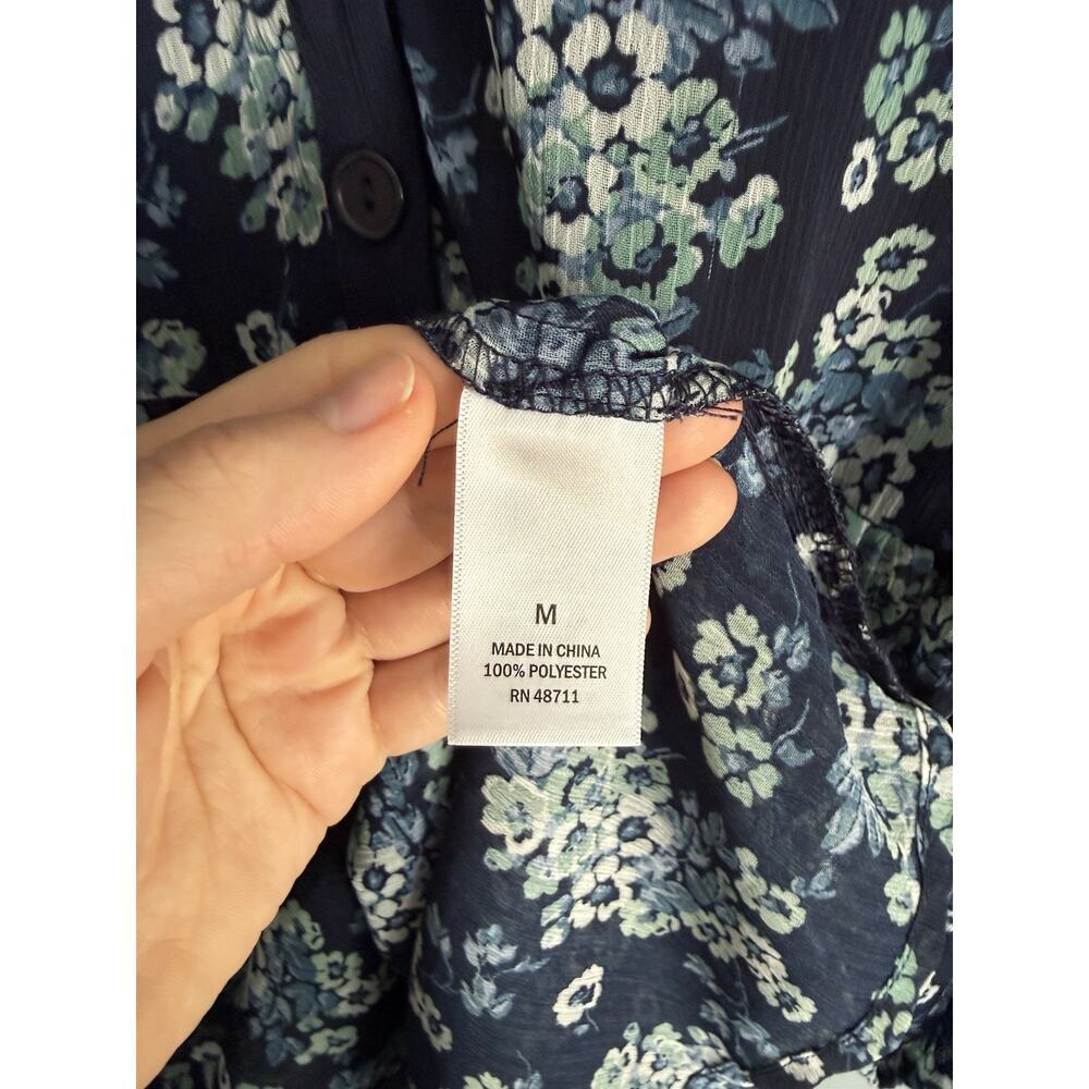 Ophelia Roe Floral Babydoll Dress Blue Sheer Boho Flowy M Cottagecor Tunic - Picture 4 of 9